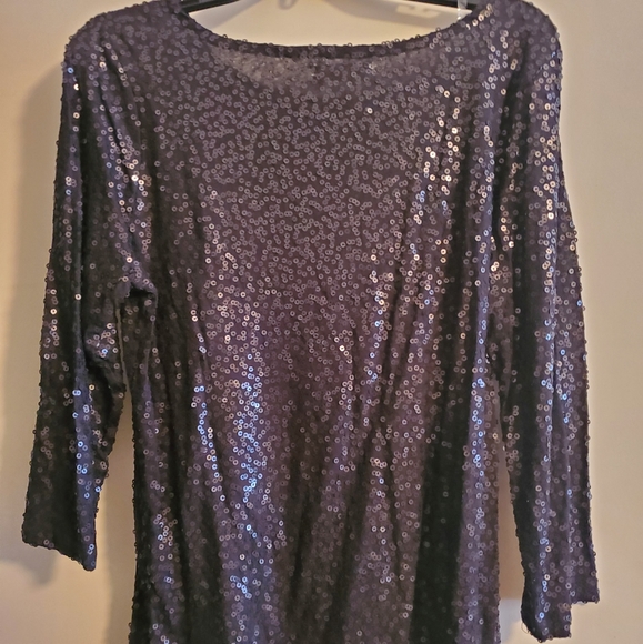 Calvin Klein 3/4 Sleeve Sequin Top - Picture 2 of 5